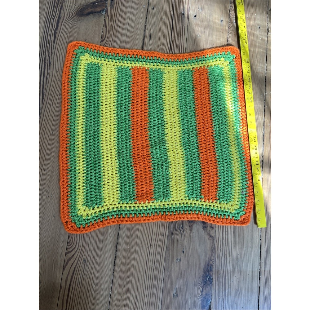 Vintage 1970s 22" Square Thro Baby Blanket Table Cover Hair Chair Accent Cover